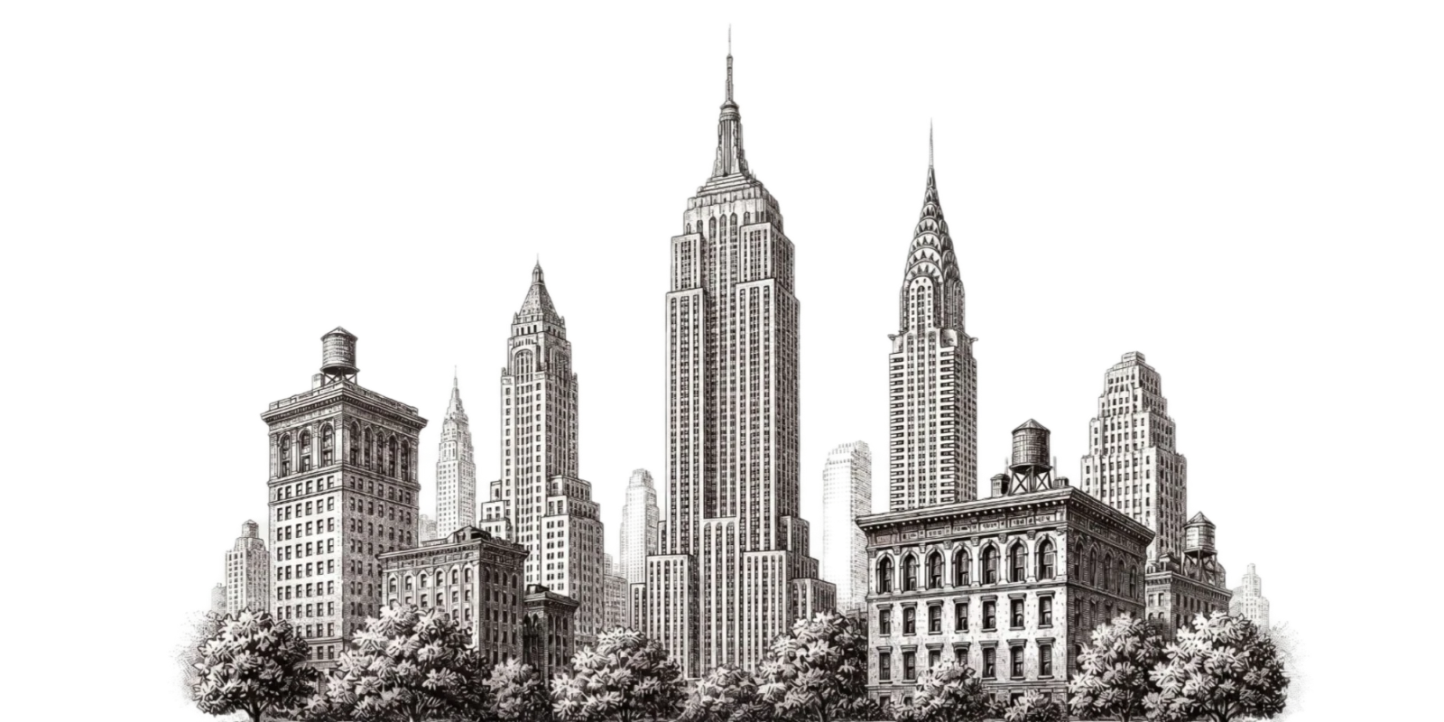 New York City skyline drawing